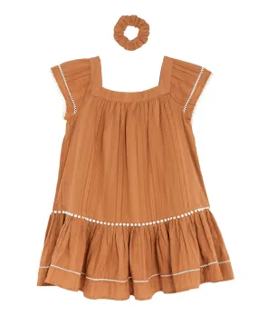 2pc Pure Cotton Dress and Scrunchie Outfit