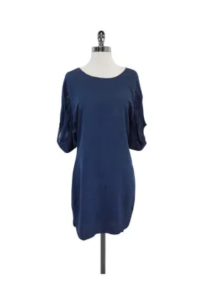 Adam Lippes - Blue Chiffon Short Sleeve Shift Dress Sz 6