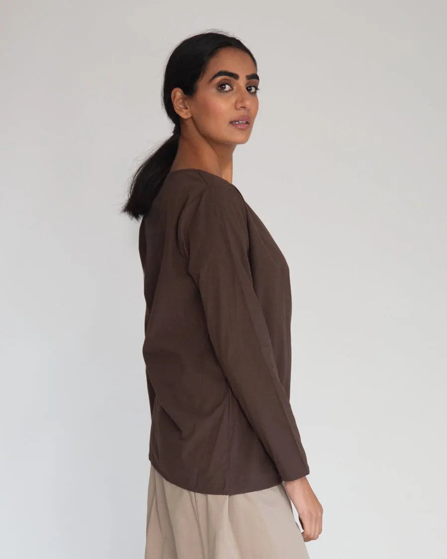 Arley Organic Cotton Top In Chocolate