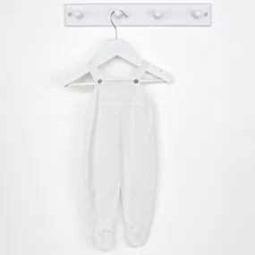 Artesania Granlei Fine Knit White/Ivory Baby Dungarees with Feet