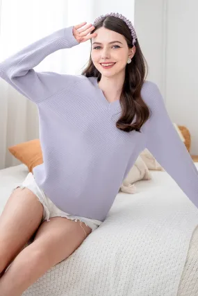 AUBREE KNIT PULLOVER IN PERI LILAC