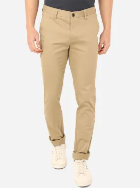 Beige Solid Uno Fit Casual Trouser | JadeBlue