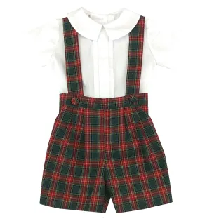 Boy's George Plaid Christmas Shorts Set