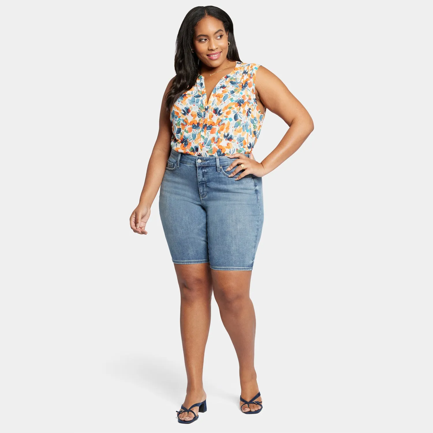 Briella 11 Inch Denim Shorts In Plus Size - Romance