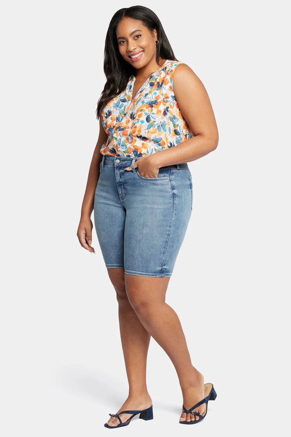 Briella 11 Inch Denim Shorts In Plus Size - Romance