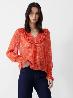 Camille Frill Shirred Sleeve Top