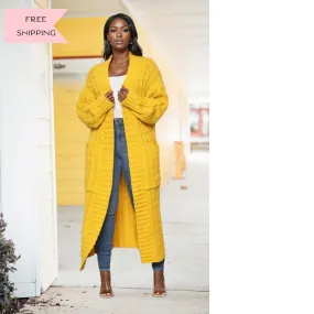 Chic Comfort Maxi Sweater Cardigan | Yellow