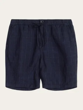 FIG loose checked linen shorts - GOTS/Vegan - Night Sky