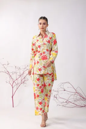 Fleurs Jaal On Cotton Flex Co-ord Set