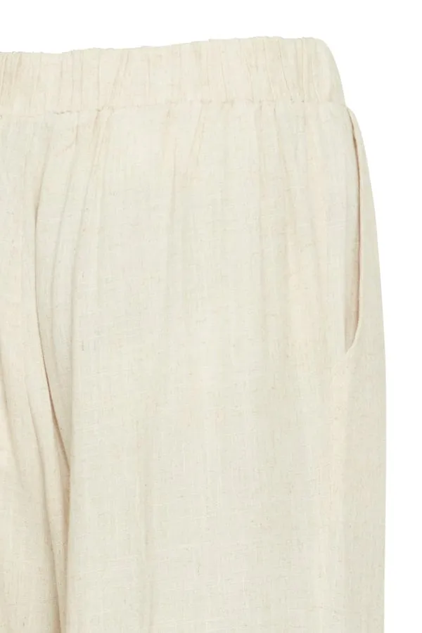 Fransa Wide Leg Linen Blend Trousers Birch