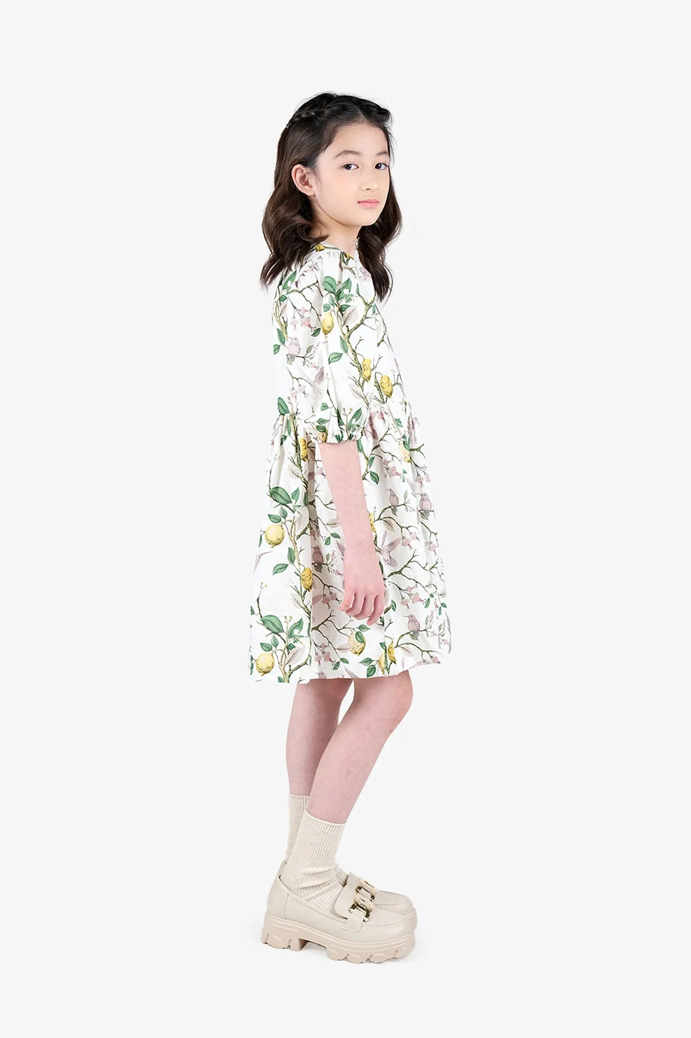 Gingersnaps Puff Sleeves Printed Linen Dress