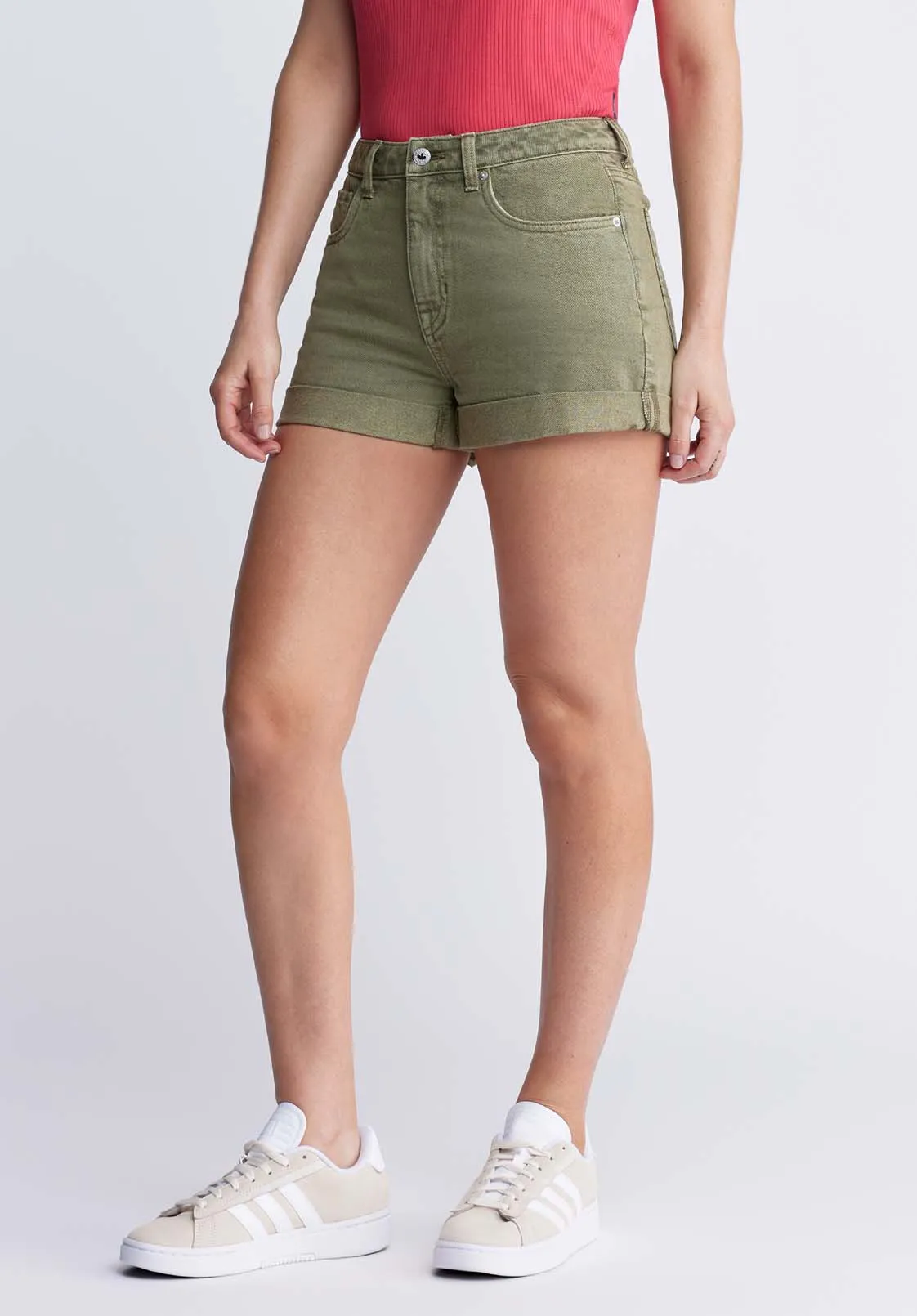 Goldie Women's High-Rise Shorts in Green wash - BL15963