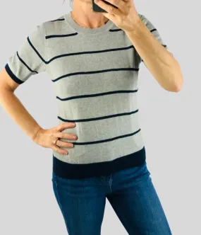 Grey Striped Short Sleeve Knit