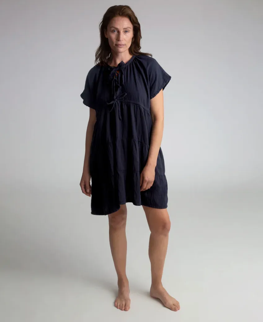 Hazel Organic Cotton Dress In Navy