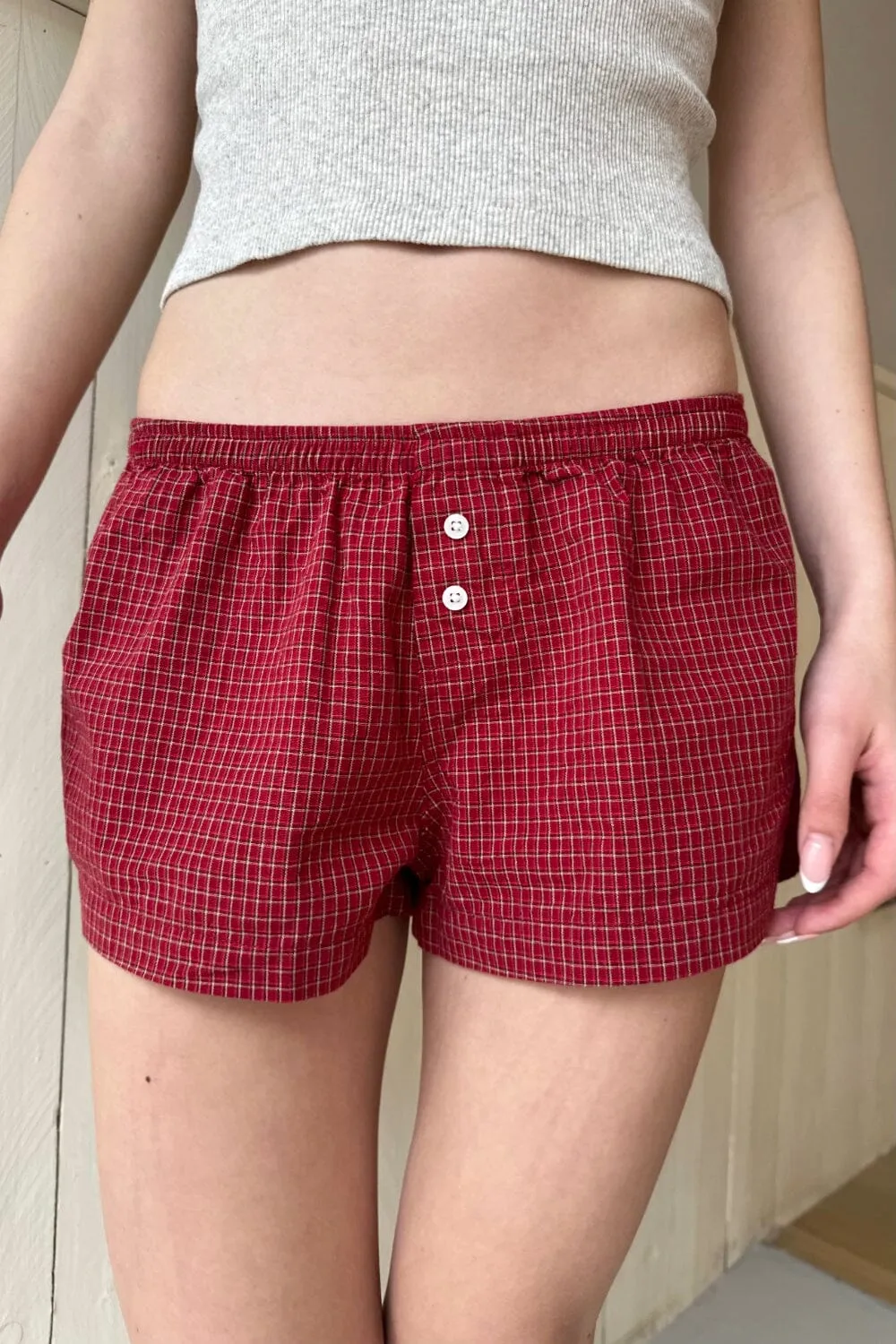 Kiera Red Plaid Sweatshorts