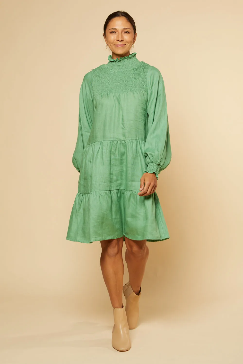 Lakey Long Sleeve Dress in Jadesheen