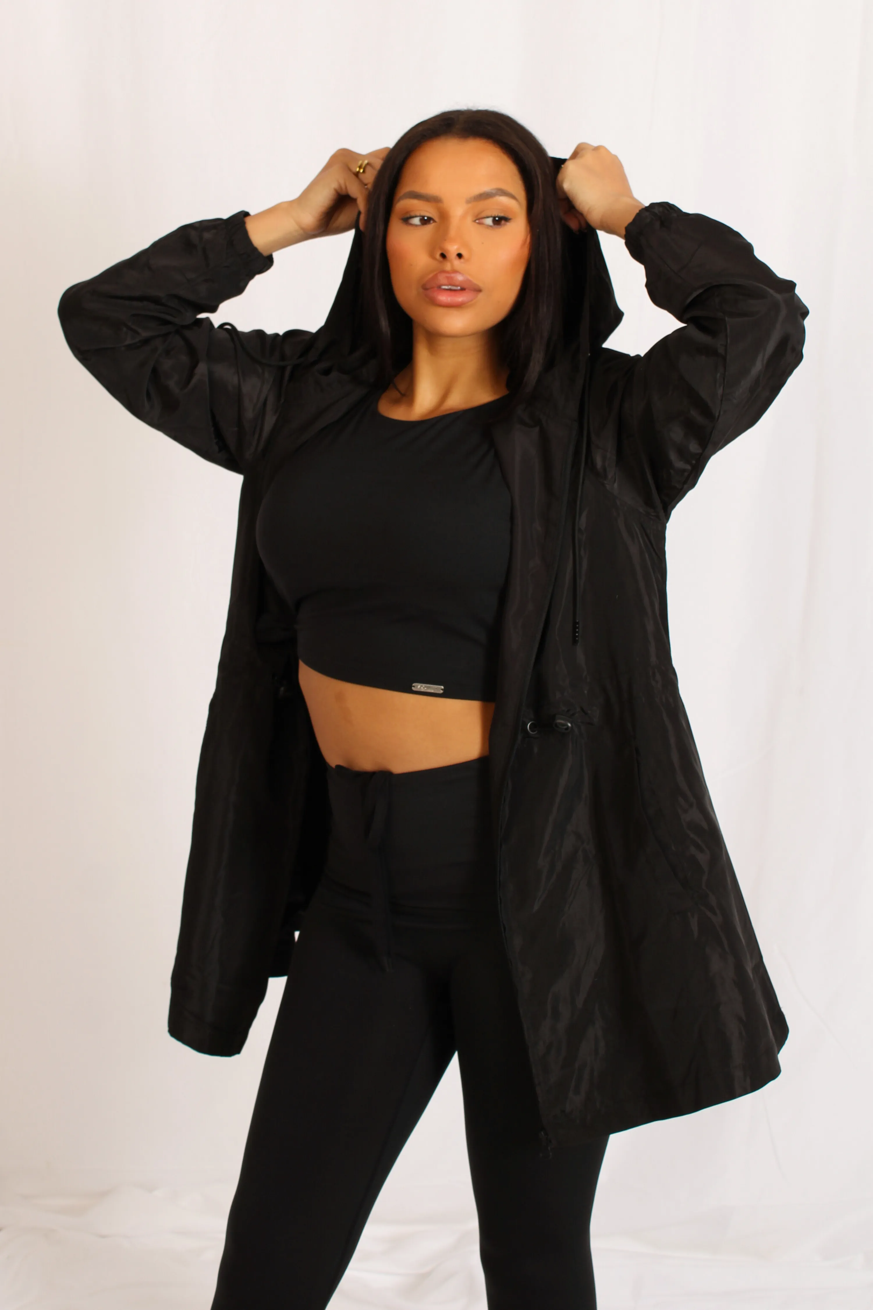 Lightweight Longline Zipped Jacket Black