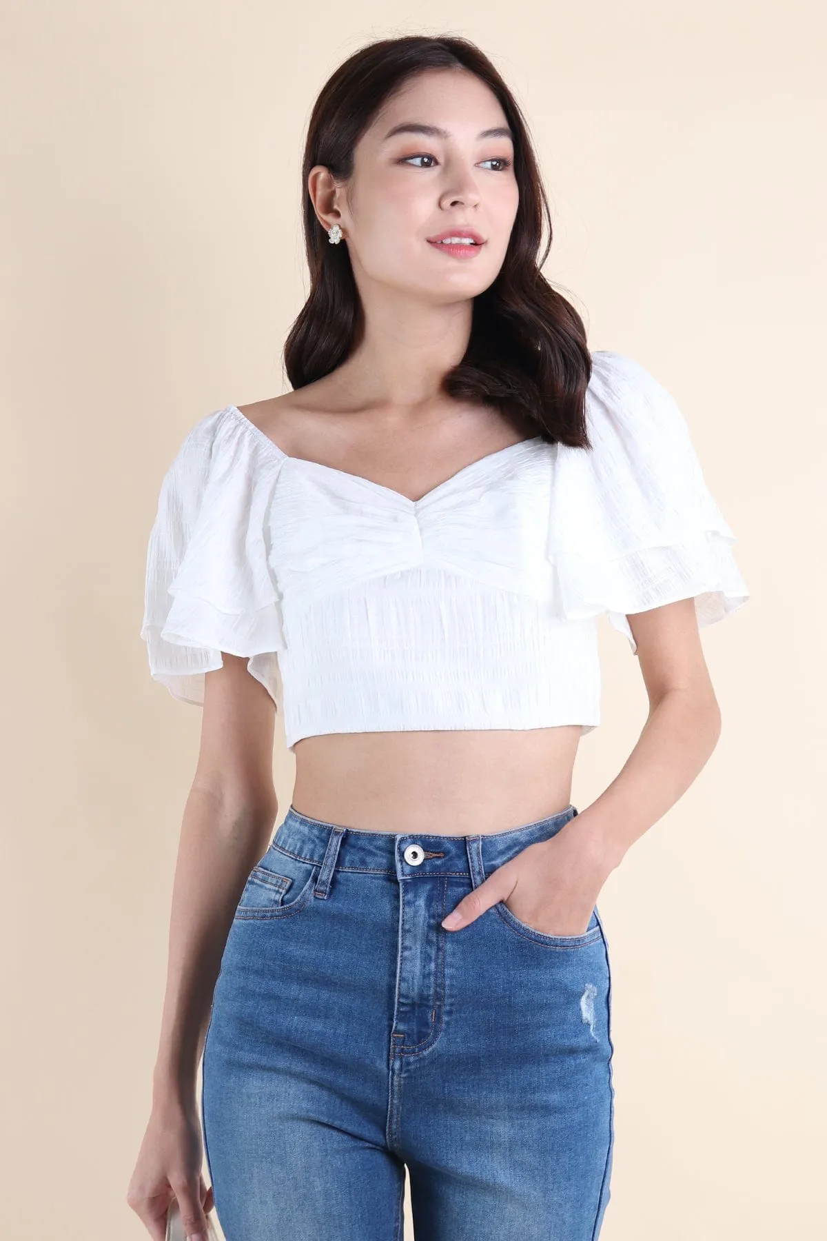 LUMI FLUTTERS TOP IN WHITE