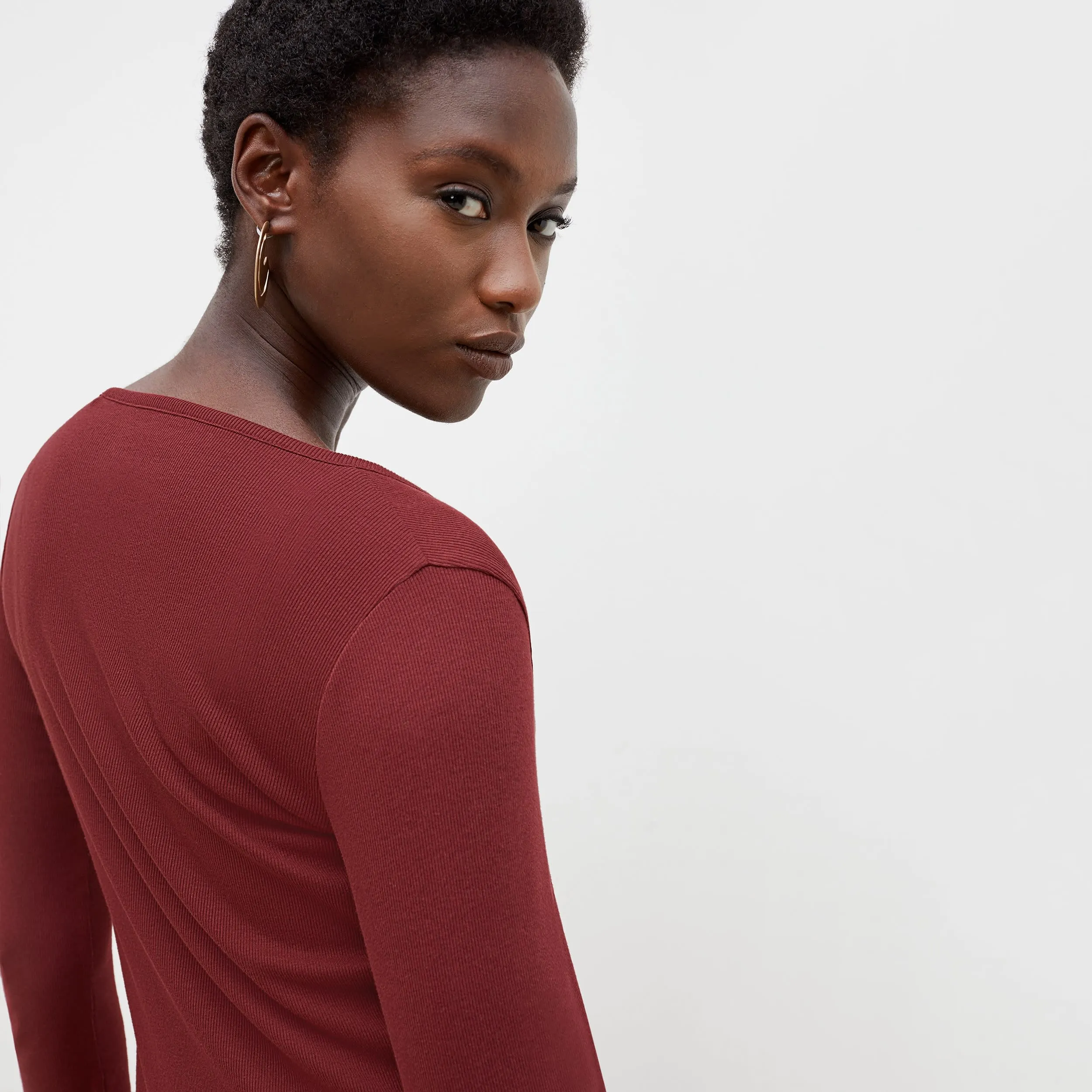 Marcia T-Shirt - Ribbed Pima Cotton :: Cranberry