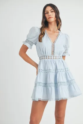 Poplin Lace Trim Mini Dress