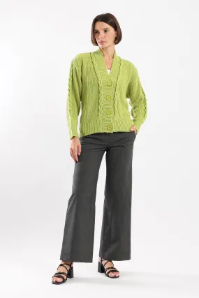 SNUGGLE KNIT CARDIGAN - LIME GREEN